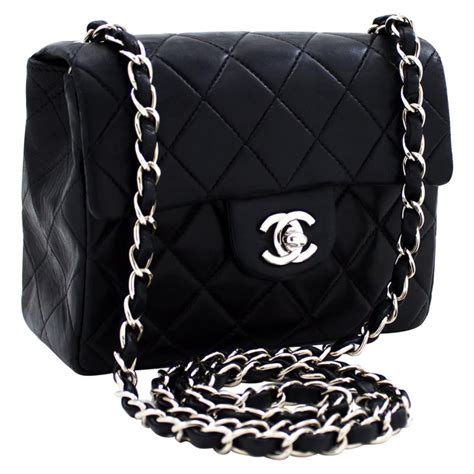 chanel black bag silver|chanel silver chain bag.